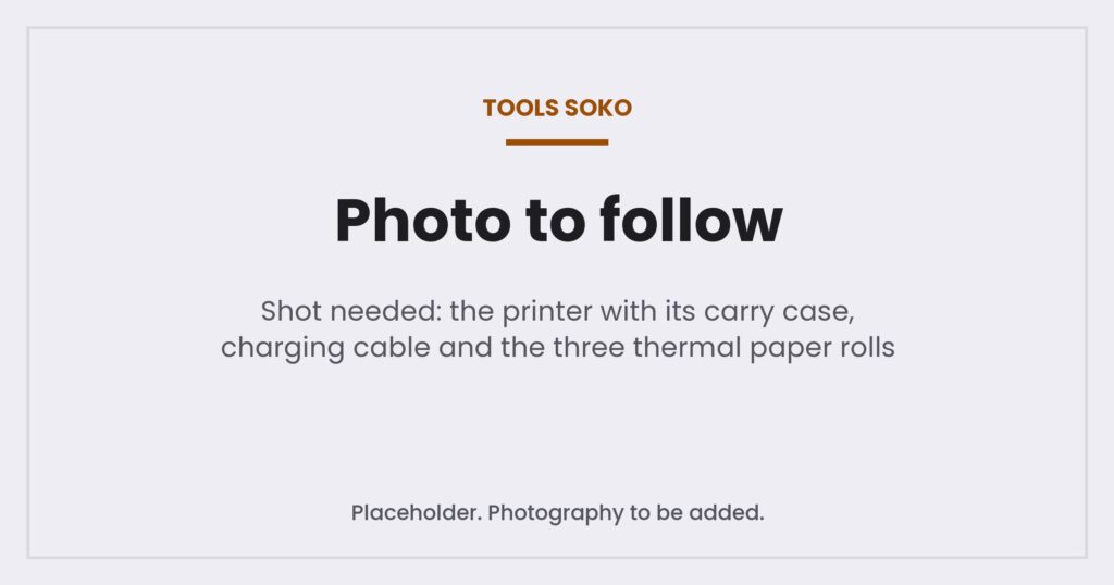 Placeholder image where a photograph of the Gloryang printer kit with carry case and thermal paper rolls will appear